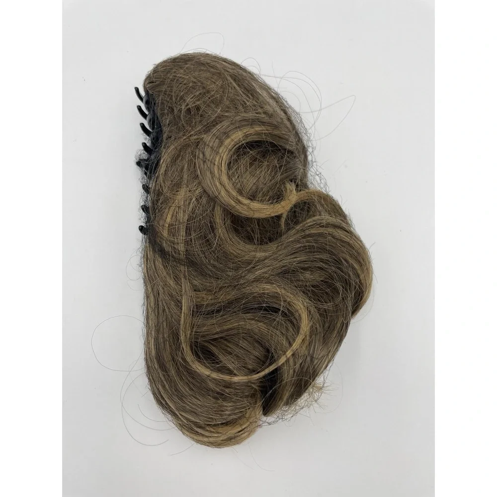 Ponytail Hair Extension Drawstring w/Clip Combs Hair Bun New in Netting Brown